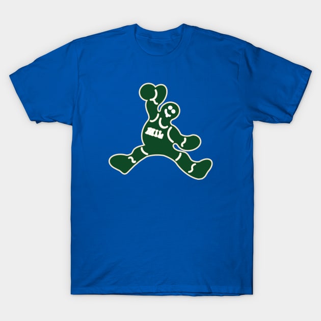 Jumping Milwaukee Bucks Gingerbread Man T-Shirt by Rad Love